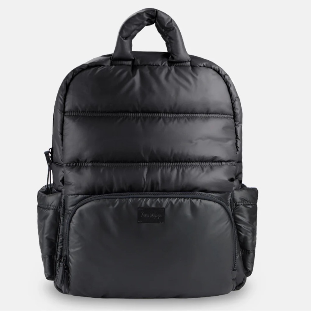 7am Voyage Sleek Black Quilted Backpack diaper Bag